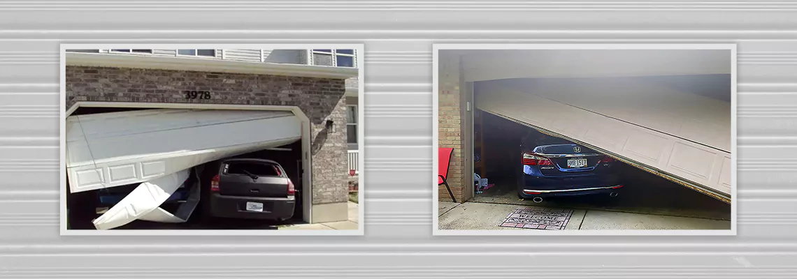 Repair Commercial Garage Door Got Hit By A Car in Whitby, Ontario
